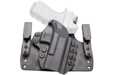 Image of Rounded Wide KYDEX Leather Hybrid Holster for Glock 42, Left Hand, Black, GLK-G42-BK-LH-WDLTHR