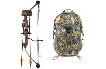 Image of SA Sports Outdoor Gear Moose Youth Bow Pkg., Camouflage 20 in. 35 lbs. RH, 567 W/ Vanguard L Hunting Backpack-Realtree Camo