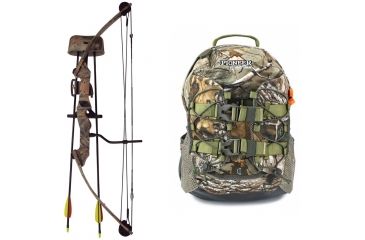 Image of SA Sports Outdoor Gear Moose Youth Bow Pkg., Camouflage 20 in. 35 lbs. RH, 567 W/ Vanguard Xl Hunting Backpack-Realtree Camo, 64794-KIT1