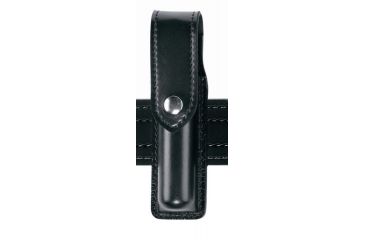 Image of Safariland 308 Hand-Held Light Holder W/Flap, Inova T3, STX Plain Black W/ Black Plastic Snap, Ambi Shroud Mount 308-4-413PBL