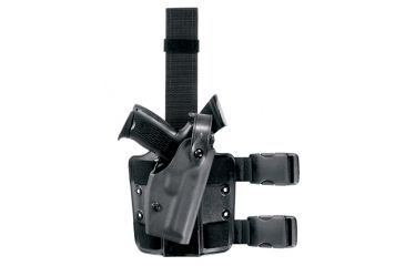Image of Safariland 6004 SLS Thigh Holster w/Shroud &amp; 1 Strap, Right Hand, STX Black - Colt 1991A1 &amp; Similar