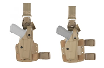 Image of Safariland 6005 SLS Tactical Holster w/ Quick Release Leg Harness - STX FDE Brown, Right Hand 6005-93-551, Brown, Flat Dark Earth