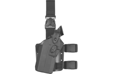 Image of Safariland 7305RDS 7TS ALS/SLS Tactical Holster w/Quick-Release Leg Strap, Glock 17 MOS w/ TLR-1, TLR-1HL, X200, X300, X300U Surefire X300U/V, Right Hand, STX Plain Black, 8325, 7305RDS-8325-411