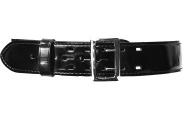 Image of Safariland 875 Stitched Edge Belt, 2.25in Wide, Hi-Gloss Black, Chrome Buckle, Waist 50 in 