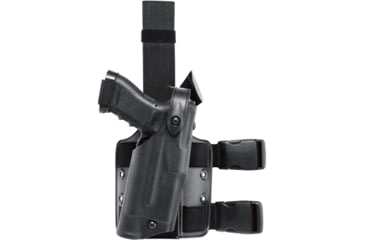 Image of Safariland 6304 ALS/SLS Drop-Leg Glock Tactical Holster, Glock 19/19X/23/45/26/27, Single Strap Leg Shroud, Right, STX Tactical, Black, 1326437