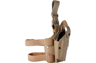 Image of Safariland 6305 ALS/SLS Tactical Holster w/Quick-Release Leg Strap, Glock 19/23 w/TLR-2HL, Left, FDE Brown, STX Plain, Single Strap Leg Shroud, 6305-28321-552-SP10