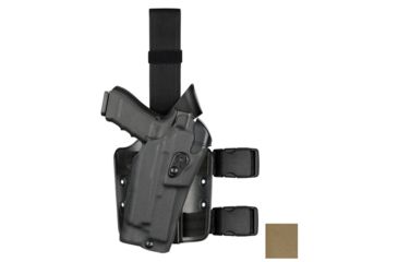 Image of Safariland Model 6354RDS-SP10 ALS Drop Leg Holster, S&amp;W M&amp;P 9mm/.40 &amp; M&amp;P 2.0 .40 only w/Sure Fire X300, Left Hand, Plain, Single Strap, Drop Flex Adapter, Flat Dark Earth, 6354RDS-2192-552-MS25