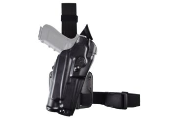 Image of Safariland Model 6354RDS-SP10 ALS Drop Leg Holster, Sig Sauer P320 9mm/.40 Full Size w/ITI M3/Streamlight TLR1/SF X300/X300U, Right Hand, STX Plain, Single Strap, Black, 6354RDS-4502-131-SP10