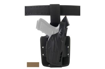 Image of Safariland 7304 7TS ALS/SLS Level III Retention Tactical Holsters, Glock 20/Glock 21, Standard Double Strap Leg Shroud, Left Hand, FDE Brown, 7304-3832-552