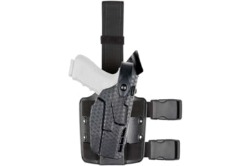 Image of Safariland 7304 7TS ALS/SLS Level III Retention Tactical Holsters, Glock 19 Gen 5, Glock 23, Glock 45, Glock 19X, Standard Double Strap Leg Shroud, Right Hand, Black, 7304-28325-481