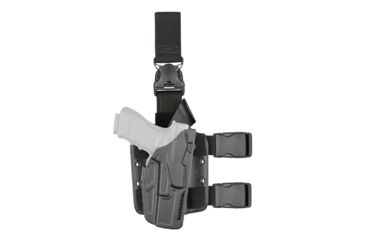 Image of Safariland 7385 7TS ALS Tac Holster w/ Quick Release, Glock 19/23 Gen1-5 w/ Inforce APL, Nightstick TWM-350, TWM- 850, Streamlight TLR-1HL, Surefire X300U, RH, STX Plain Black, 28325, 7385-28325-411
