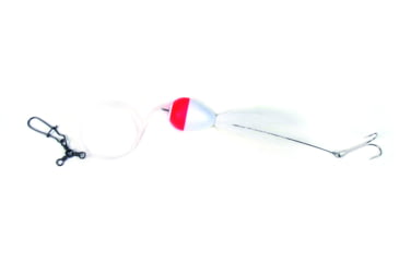 Image of Sea Striker Deluxe Finger Mullet Rig, Removable 2/0 Double Hook w/Bucktail, 1 1/4" Red/White Pear Float, SSDMR-B