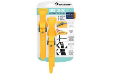 Image of Sea to Summit Stretch-Loc TPU Straps 20, 2 Pack, Yellow, 500mm x 20mm, 853-50