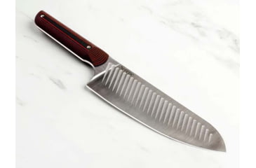 Image of Serene Kitchen Co. Magna Cut Black/Red Chef's Knife, 13.38in Overall, 7.75in CPM Magnacut Stainless Steel Blade, Black/Red Ultrex Suretouch Rubberized G10 Handle, SER001 RED AND BLACK
