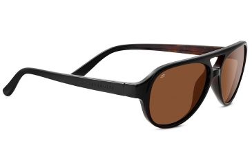 Image of Serengeti Giorgio Single Vision Prescription Sunglasses, Shiny Black / Brown Wood Frame-8182SV