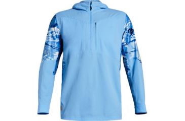 Image of SHED, Under Armour Backwater Hybrid 1/2 Zip Hoodie - Mens - Mens, Aqua Hydro Camo, Large, 1309585-923-L