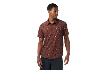Image of Smartwool Everyday Short Sleeve Button Down - Mens, Sable Brown Trail Ride, Small, SW017017P67100S000