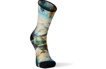 Image of Smartwool Hike Light Cushion Mountain Print Crew Socks - Mens, G61 Mist Blue, Extra Large, SW001617G61XL