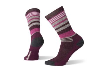 Image of Smartwool Hike Medium Striped Crew Socks - Womens, Bordeaux, Large, SW001018590-L