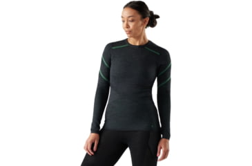 Image of Smartwool Intraknit Thermal Merino Base Layer Crew - Womens, Charcoal/Zen Green, Small, SW019284Q24100S000