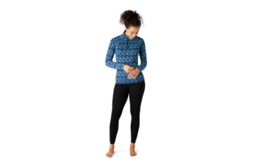 Image of Smartwool Merino 250 Baselayer Pattern 1/4 Zip - Womens, Alpine Blue/Modern Plaid, Extra Small, SW016375F54-AB/MP-XS