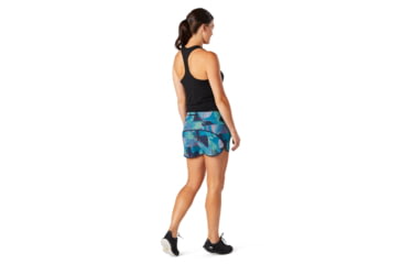 Image of Smartwool Merino Sport Lined Short - Womens, Deep Navy Palm Print, Large, SW016142F85L