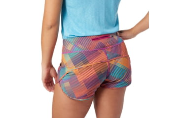 Image of Smartwool Merino Sport Lined Short - Womens, Festive Fuchsia Mountain Plaid Print, Small, SW016604J55S