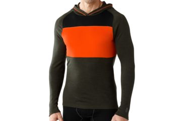 Image of Smartwool NTS Mid 250 Color Block Hoody - Men's -Olive Heather-Large