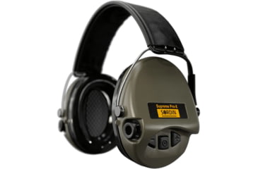 Image of Sordin Supreme PRO-X Headband Headset, Gel, Leather Headband, Green Cups, 500409