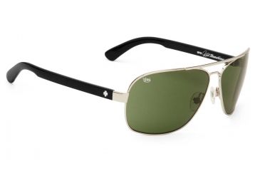Image of Spy Optic Showtime Single Vision Prescription Sunglasses, Silver w/Black Frame, Grey Green Lens-672036556133SV
