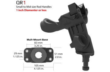 Image of Stealth Rod Holders QR1 Rod Holder With Mulit Mount Base, Black, QR1-MM
