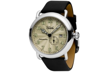 Image of Szanto Automatic Officer Watches, Ivory Dial, Black Strap, Steel, One Size, SZ 6305E