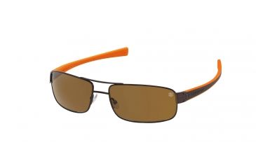 Image of Tag Heuer 0254 Single Vision Prescription Sunglasses, Matte Chocolate Frame - Brown/Orange Temples Frame, Outdoor Brown Lens-0254-708SV