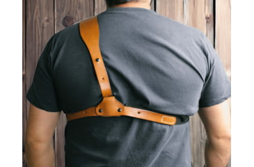 Image of Tagua Gunleather Wrangler Chest Leather Holster, Most 1911s Full Size 5in, Right Hand, Brown, WRANGLER CHEST-TB-202