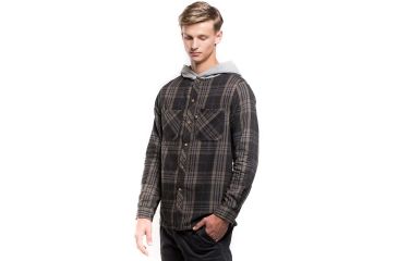 Image of Tentree Club Hooded Flannel Button Up Long Sleeve Shirt - Mens, Bungee Cord, Large, FA17-MWCLU-BEG-L