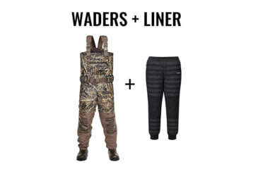 Image of Tidewe AquaWade Pro Insulated Waterfowl Hunting Breathable Waders and Insulated Liner Bundle, WD012-N-07-HP002-BK-3XL-TE