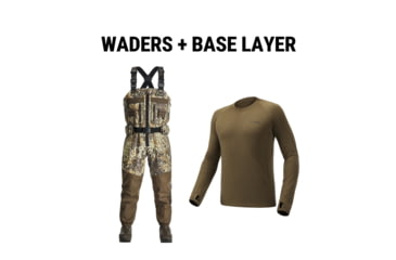 Image of Tidewe Breathable Waterproof Hunting Waders &amp; Merino 150 Mens Wool Base Layer Hunting Bundle, WD018-NE-10-TE-HL001-DW-XL-TE