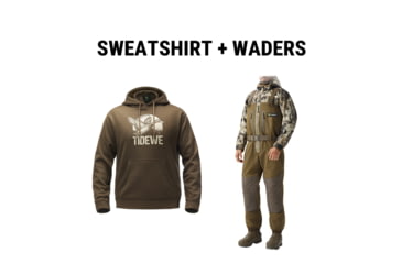 Image of Tidewe TIZIPR Duck Hunting Waders &amp; 300 GSM Fleece Hunting Hoodie Bundle, WD028-DW-3XL14-TE-HM001-DD3XL-TE