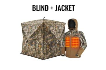 Image of Tidewe VisX/VisMax See Through Hunting Blind and Mens Heated Insulated Water-resistant Jacket Bundle, BL001-CG-V2-TE-HJ007-BNM-TE