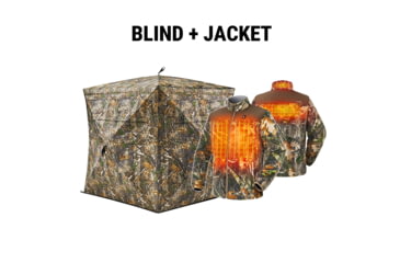 Image of Tidewe VisX/VisMax See Through Hunting Blind and Mens Heated Jacket Fleece with Battery Pack Bundle, BL001-CG-L-TE-HJ004-BKXL-TE