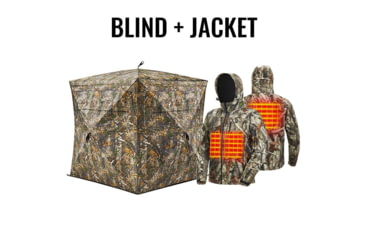 Image of Tidewe VisX/VisMax See Through Hunting Blind and Mens Soft Shell Heated Jacket Coat with Detachable Hood and Battery Pack Bundle, BL001-CG-V2-TE-JTC001-NGS-TE