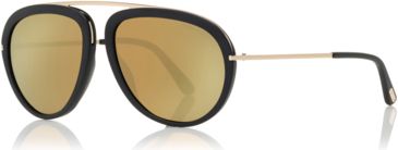 Image of Tom Ford FT0452 Sunglasses - Matte Black Frame Color, Brown Mirror Lens Color
