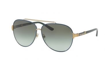 Image of Tory Burch TY6056 Sunglasses 30588E-59 - Navy Gold Frame, Green Gradient Lenses