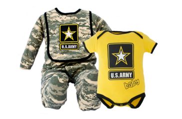 Image of Trooper Clothing Army ACU 3pc Tiny Trooper Collection, Gold/Camo,0-3 Months, Gold and ACU, 0-3 Months 2720G 0-3