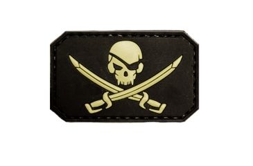 Image of Trooper Clothing Jolly Roger Black and Tan PVC Patch, Black and Tan, One Size 9625