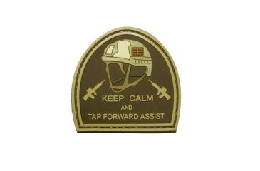 Image of Trooper Clothing Keep Calm and Tap Forward Assist PVC Patch, Tan and Brown, One Size 9626