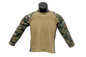 Image of Trooper Clothing Tactical Combat Woodland Battle Shirt w/Mesh Side Vents,Large, Woodland Marpat Print and Coyote, Large (14-16) 9302-L