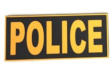 Image of TUFF Products Police PVC Patch, Black w/Gold Lettering, 7x3 P-Police -7x3 BKGD