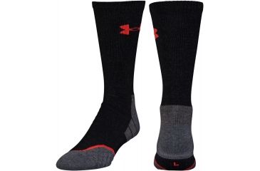 Image of Under Armour All Season Wool Boot Socks, Black/Steel, 9-11 Medium, U046-BLK/STL-MD