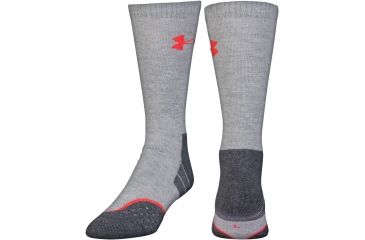 Image of Under Armour All Season Wool Boot Socks, Heather Gray/Rocket Red, 9-11 Medium, U046-HGR/RKT-MD
